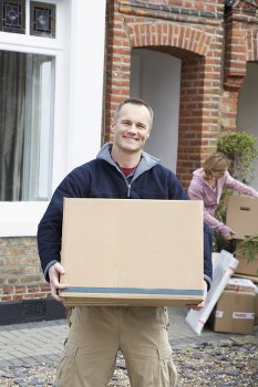 Exterior view of Bermondsey home during move